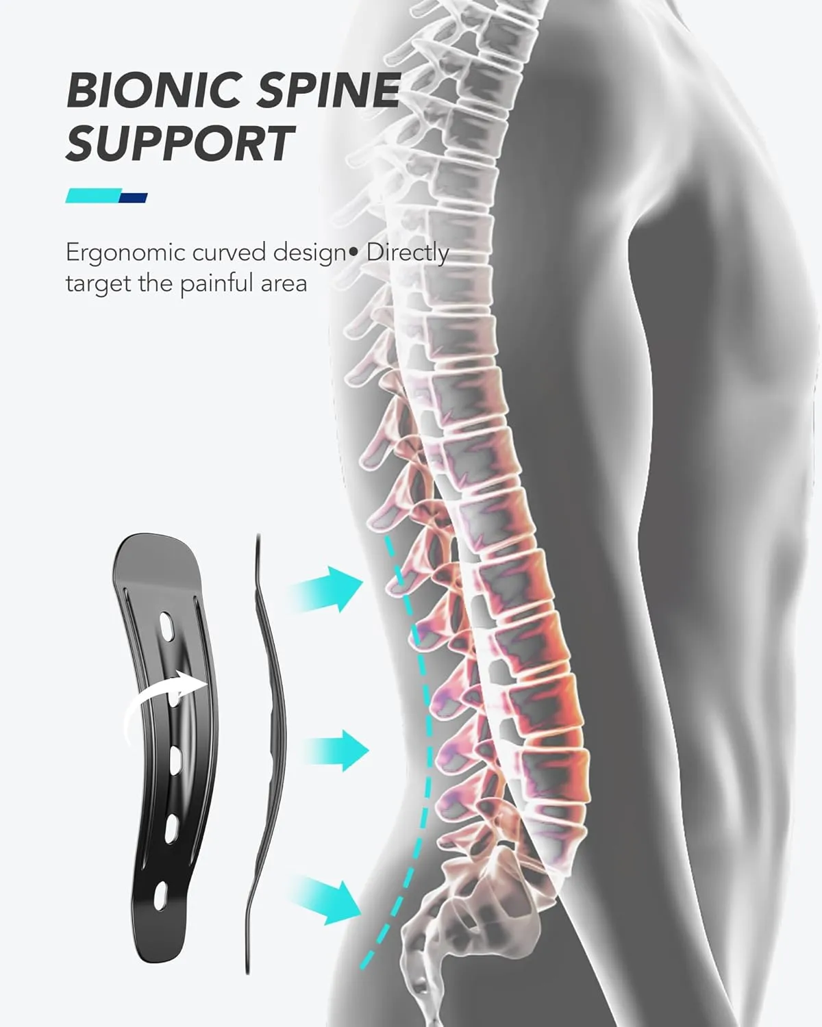 Back Brace with Lightweight Carbon Fiber Splints, Breathable Air Mesh, Ergonomic Curved Spine Support, Back Brace for Men Lower Back Pain Relief, Posture, Heavy Lifting, Sciatica, Back Support Brace