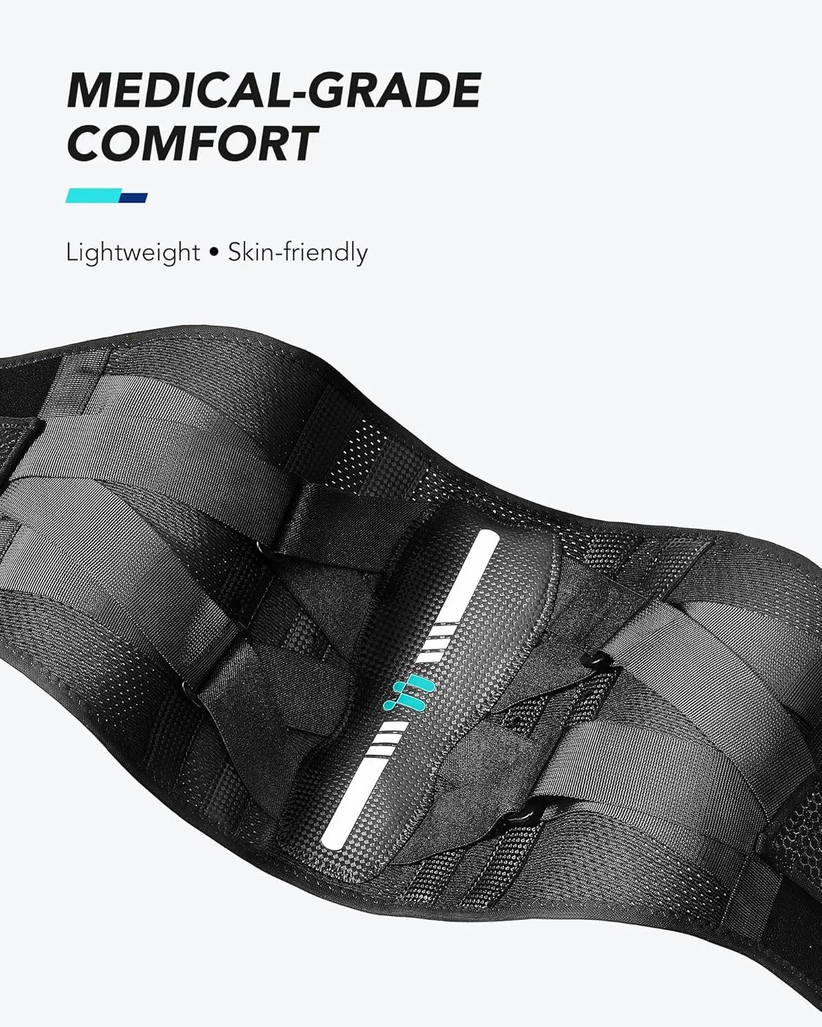 Back Brace with Lightweight Carbon Fiber Splints, Breathable Air Mesh, Ergonomic Curved Spine Support, Back Brace for Men Lower Back Pain Relief, Posture, Heavy Lifting, Sciatica, Back Support Brace
