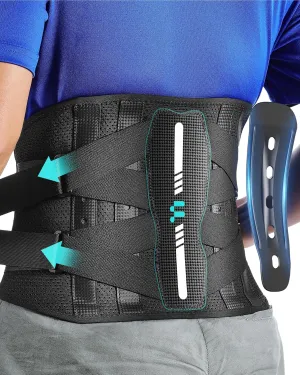 Back Brace with Lightweight Carbon Fiber Splints, Breathable Air Mesh, Ergonomic Curved Spine Support, Back Brace for Men Lower Back Pain Relief, Posture, Heavy Lifting, Sciatica, Back Support Brace