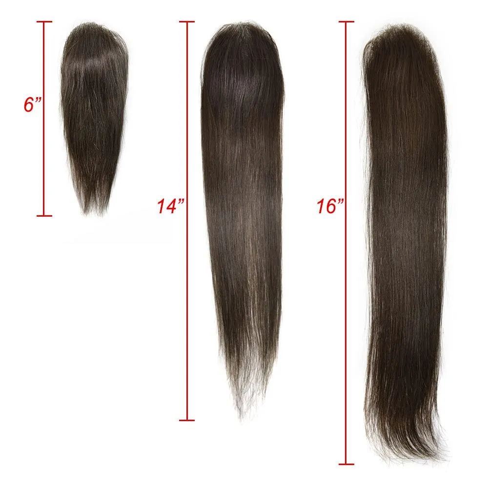Bald Spot Hair Patch Toupee for Women Men Full Skin Base Human Hair Patch for Bald Spot Non-Surgical V-Looped Hair Replacement Black Brown Hairpiece 16" #1B Off Black-100% density