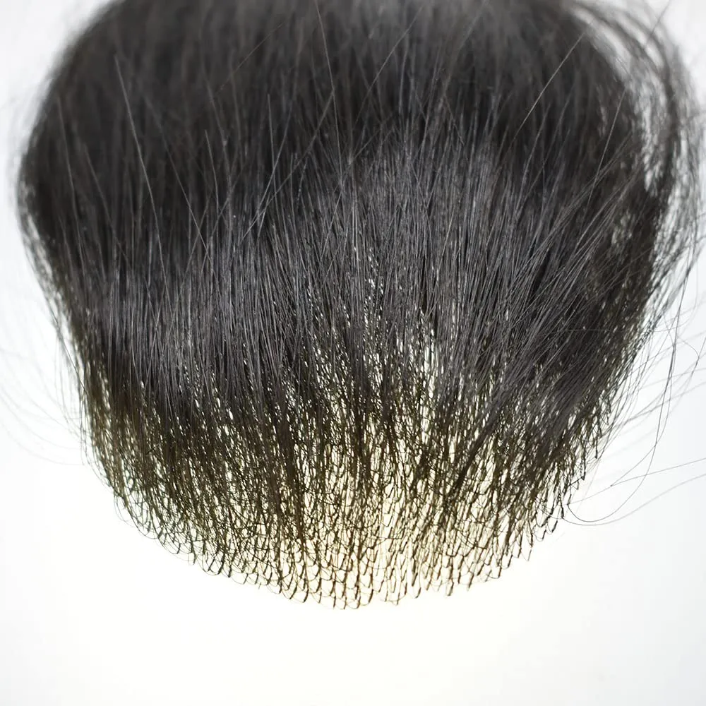 Bald Spot Hair Patch Toupee for Women Men Full Skin Base Human Hair Patch for Bald Spot Non-Surgical V-Looped Hair Replacement Black Brown Hairpiece 16" #1B Off Black-100% density
