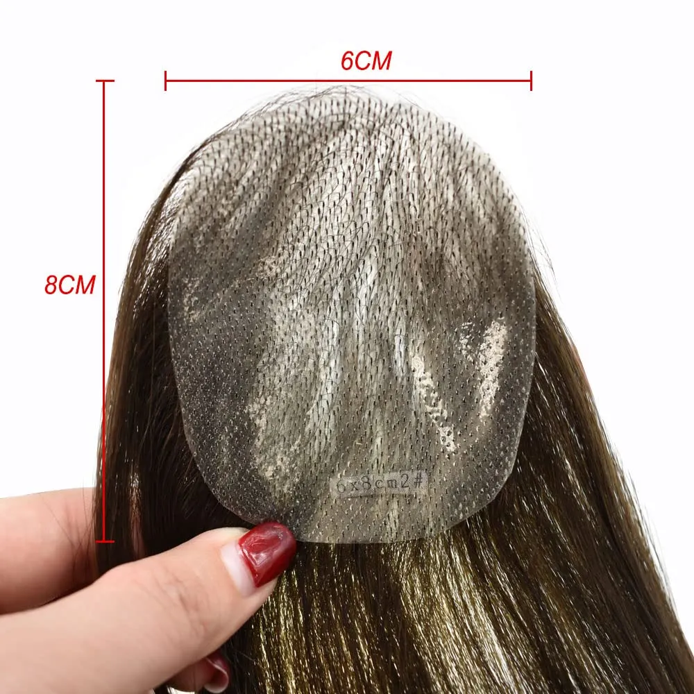 Bald Spot Hair Patch Toupee for Women Men Full Skin Base Human Hair Patch for Bald Spot Non-Surgical V-Looped Hair Replacement Black Brown Hairpiece 16" #1B Off Black-100% density