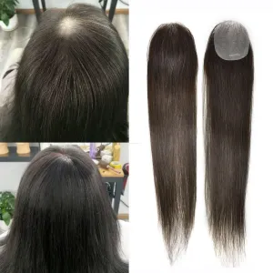 Bald Spot Hair Patch Toupee for Women Men Full Skin Base Human Hair Patch for Bald Spot Non-Surgical V-Looped Hair Replacement Black Brown Hairpiece 16" #1B Off Black-100% density