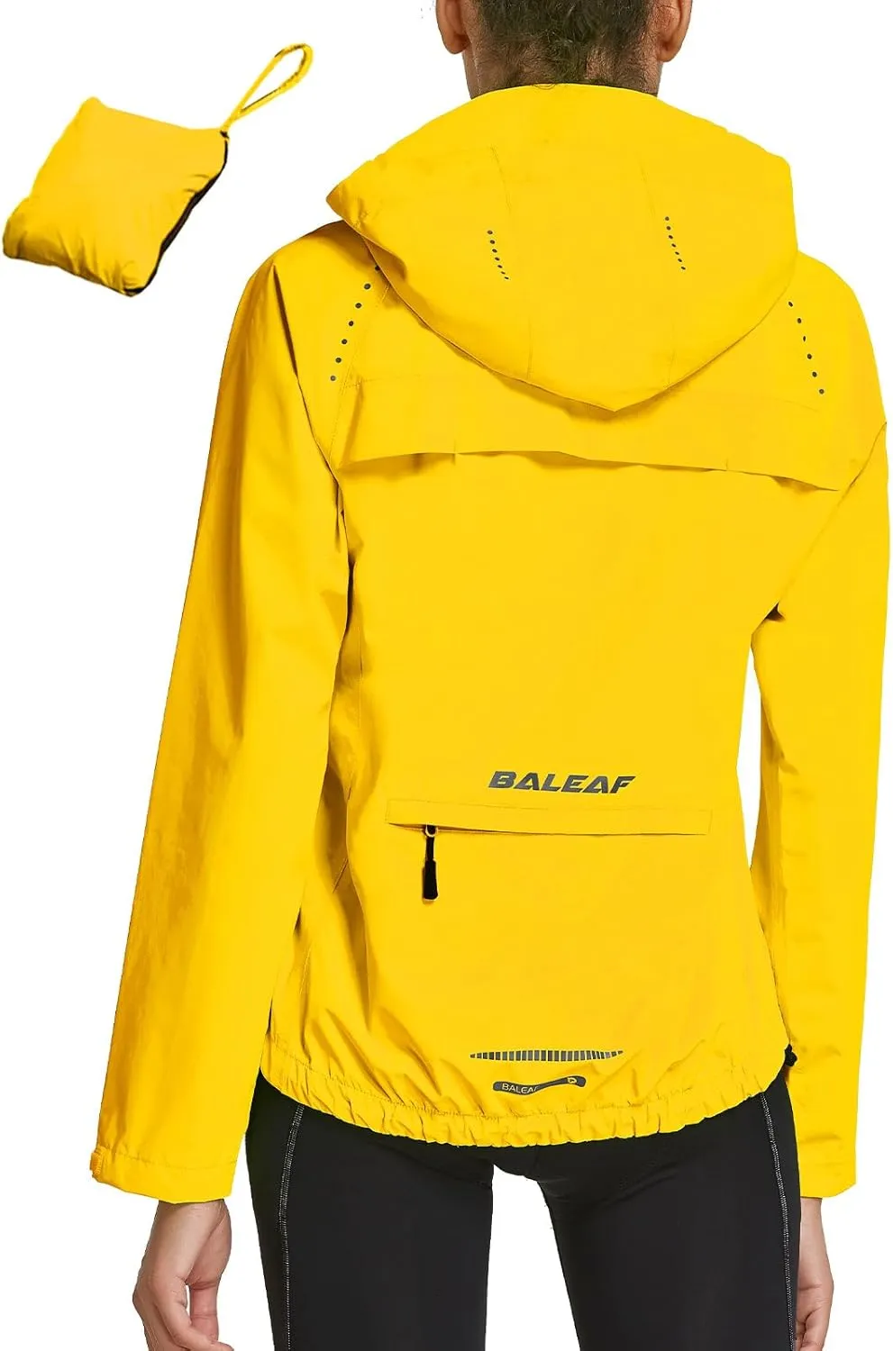 baleaf Women's Running Rain Jackets Waterproof Windbreaker Light Outdoor Cycling Winter Sports Jacket Reflective Packable Hooded Purple M