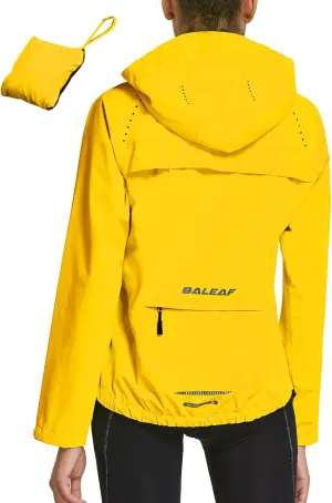 baleaf Women's Running Rain Jackets Waterproof Windbreaker Light Outdoor Cycling Winter Sports Jacket Reflective Packable Hooded Purple M