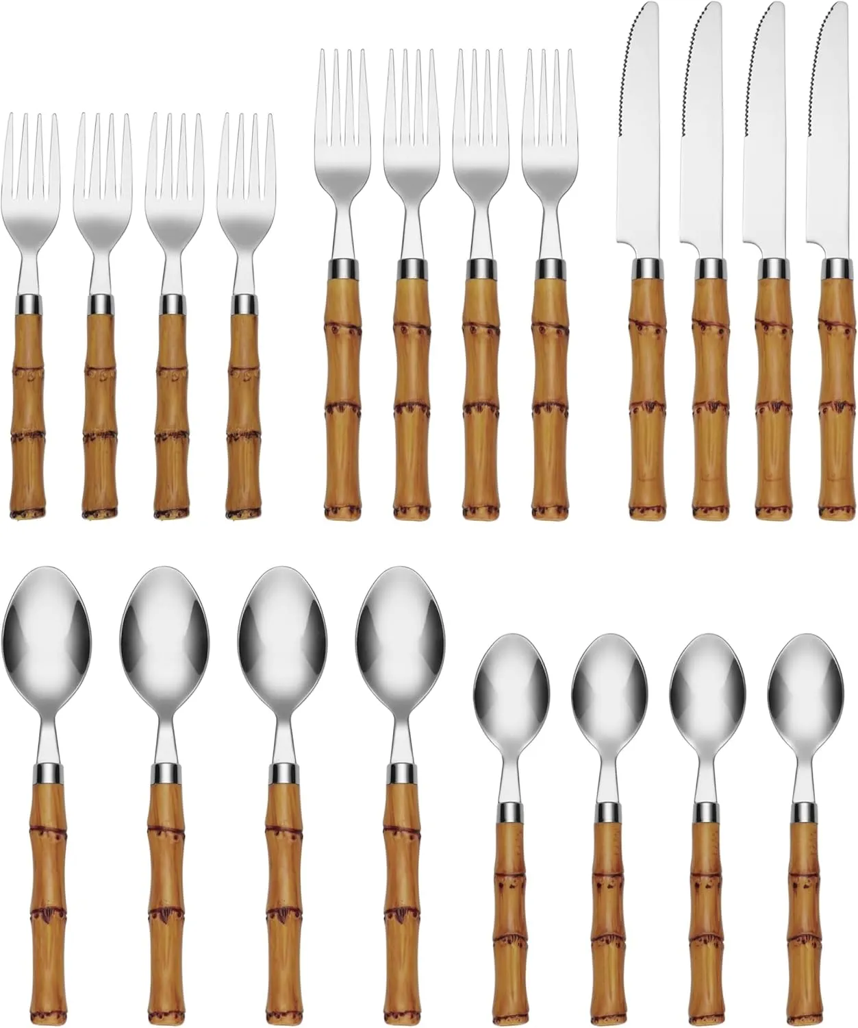Bamboo Plastic 20 Piece Flatware Set