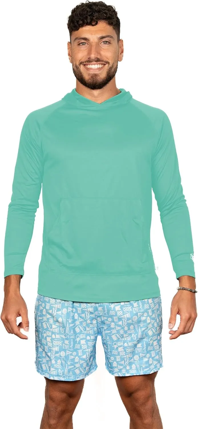 Banana Boat Men's Rash Guard Long Sleeve tee Shirt Hoodie for Men 100% Polyester Shirt | Waterproof | UV Protection UPF 50  | Seafoam | X Large