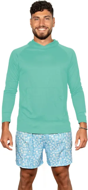 Banana Boat Men's Rash Guard Long Sleeve tee Shirt Hoodie for Men 100% Polyester Shirt | Waterproof | UV Protection UPF 50  | Seafoam | X Large