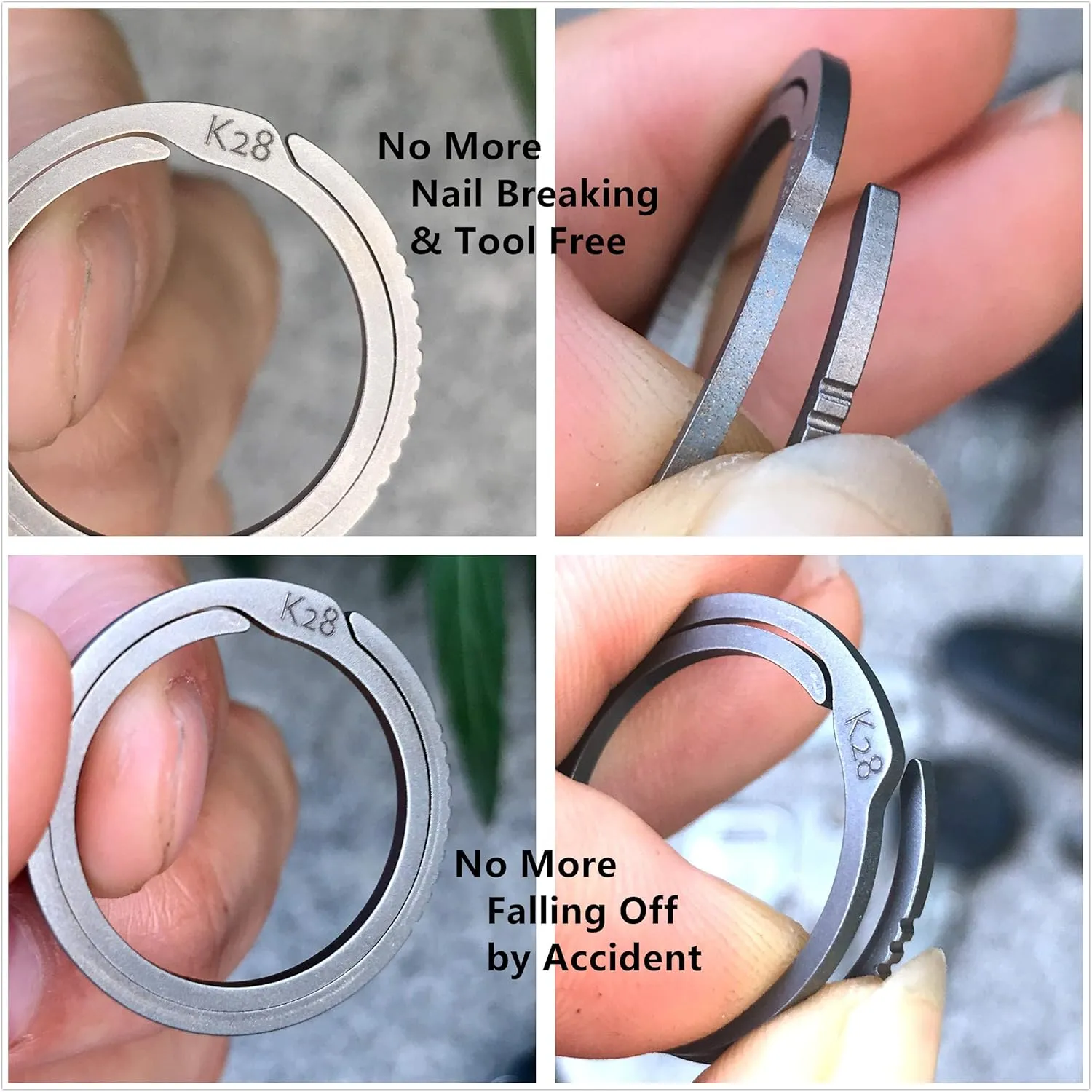BANG TI Titanium Quick Release Side Pushing Key Rings Labor Saving Bulk Kit