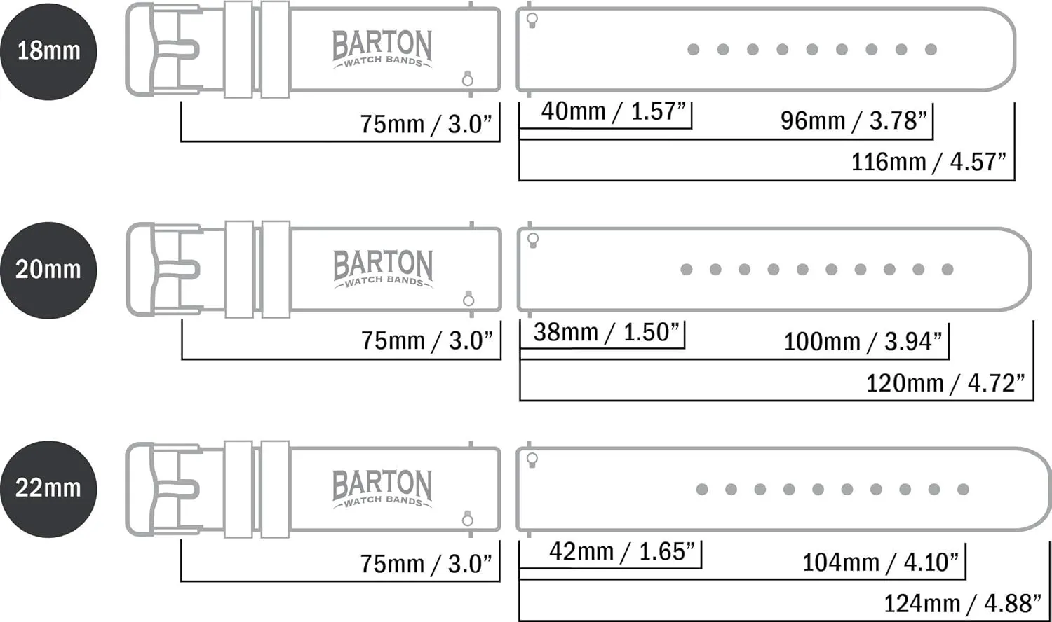 BARTON Canvas Quick Release Watch Band Straps - Choose Color & Width - 18mm, 19mm, 20mm, 21mm, 22mm, 23mm, or 24mm