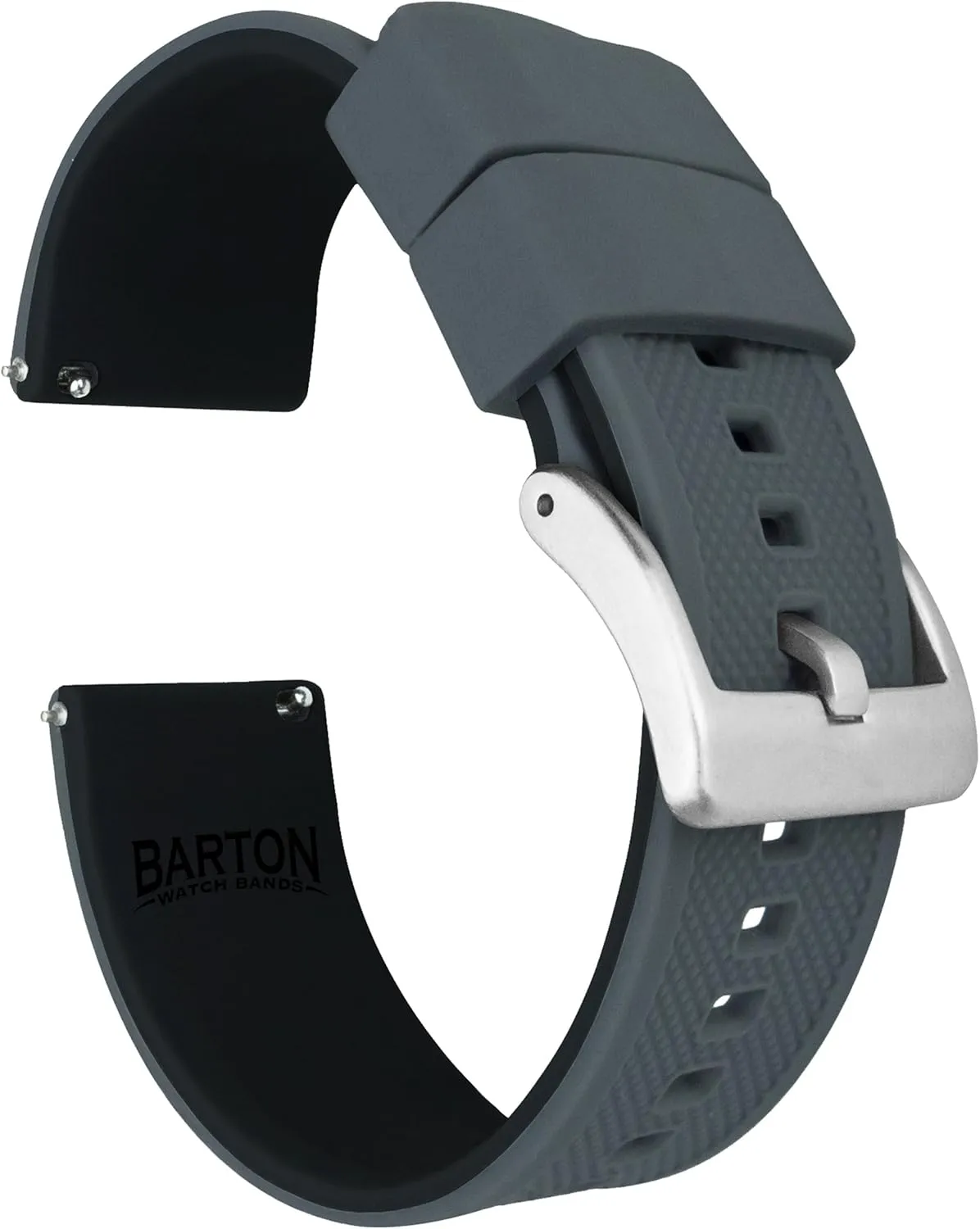 BARTON Elite Silicone Watch Bands - Quick Release - Choose Strap Color & Buckle Color (Stainless Steel, Black PVD or Gunmetal Grey) - 18mm, 20mm, 22mm & 24mm Watch Straps