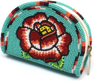 Beaded Coin Purse, Change Purse for Women, Seed Beads Coin Wallet, Native American Style Beaded Coin Purse, Birthday Graduatiaon Gifts (Turquoise Green)