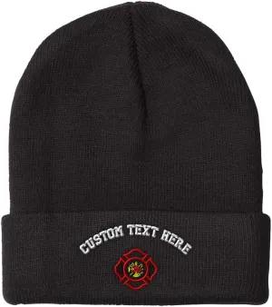 Beanies for Men Maltese Cross Firefighter Embroidery Logo Winter Hats for Women Acrylic Skull Cap 1 Size