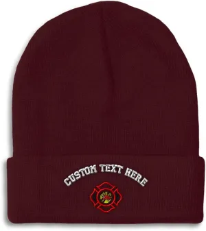 Beanies for Men Maltese Cross Firefighter Embroidery Logo Winter Hats for Women Acrylic Skull Cap 1 Size