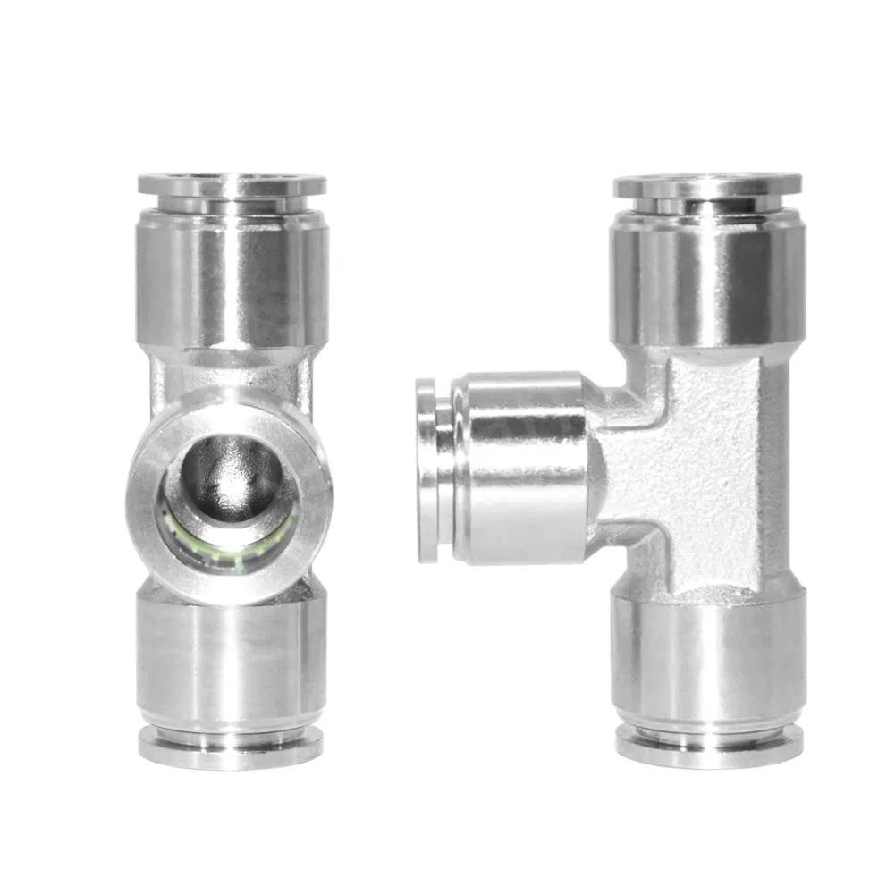 Beduan Union Tee 1/2", 304 Stainless Steel 3 Way Tee Air Tank Air Bags for Truck Pneumatic Fitting Transfer Kit Air Line Tubing Hose Tube