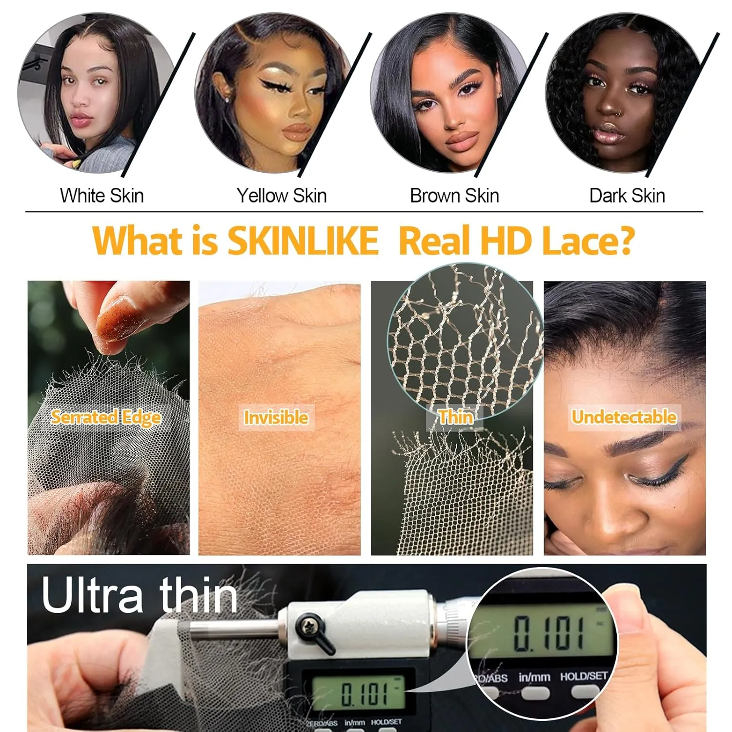 BEEOS 13x4 Skinlike Real HD Lace Frontal Only, Deep Wave 0.10mm Ultra Thin Invisible Lace Human Hair Frontal Pre-plucked Clean Hairline Natural Black Color 16 Inch