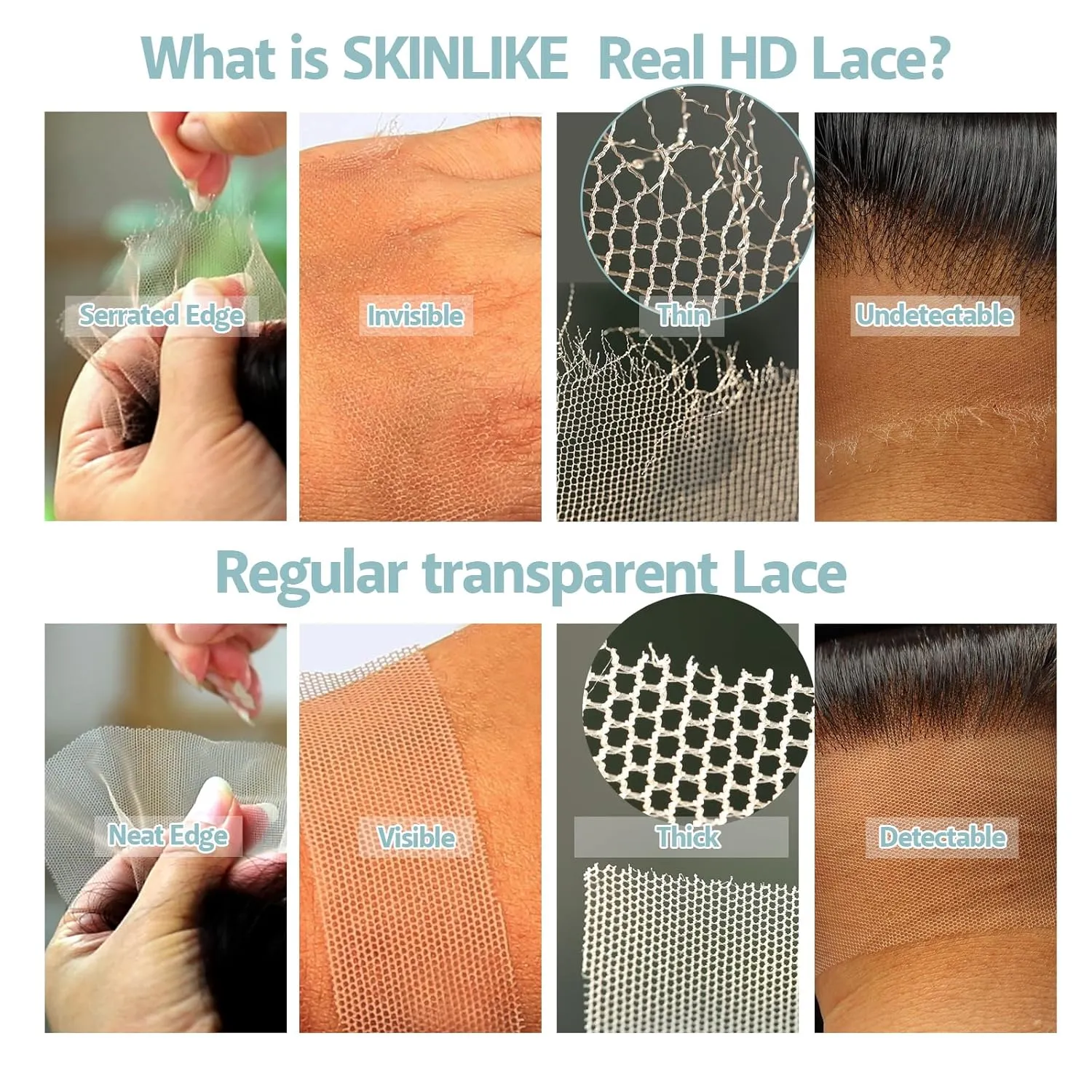 BEEOS SKINLIKE 5x5 Real HD Lace Closure Only, Body Wave Pre-Plucked Bleached Knots Invisible Film Lace Natural Black Unprocessed Human Hair Closure 14 Inch
