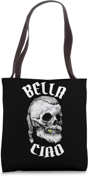 Bella Ciao Viking Skull Goodbye Beautiful Italian Folk Song Tote Bag