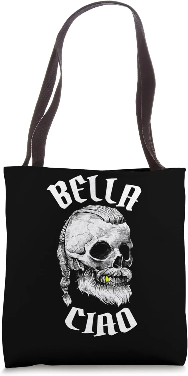 Bella Ciao Viking Skull Goodbye Beautiful Italian Folk Song Tote Bag