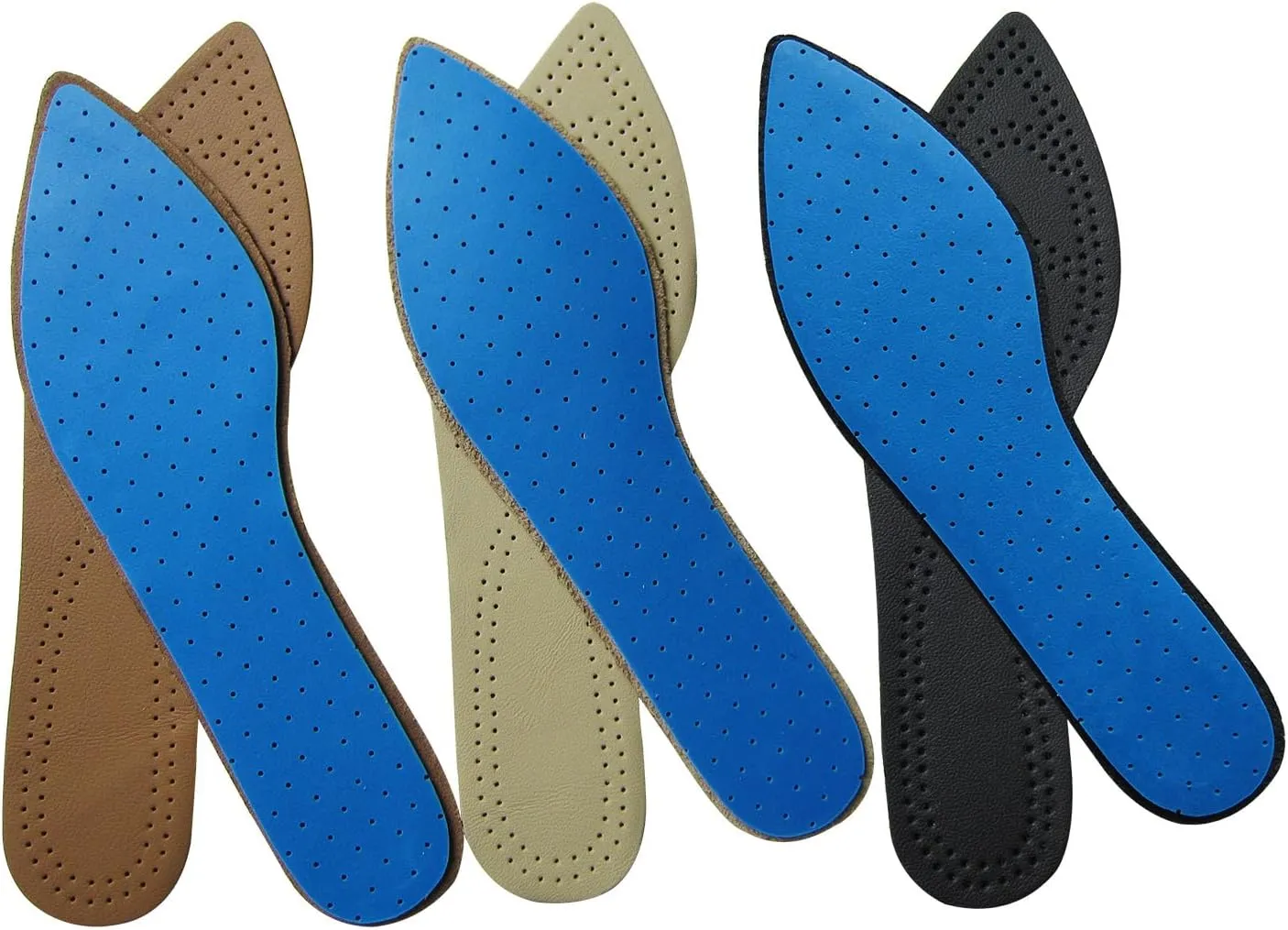 Bellcon Leather Insoles for Women High Heels Ultra Thin Leather Inserts for Women Dress Shoes Thin Soles Liners Replacement for Women, 3 Pairs/Womens 7-8 M US