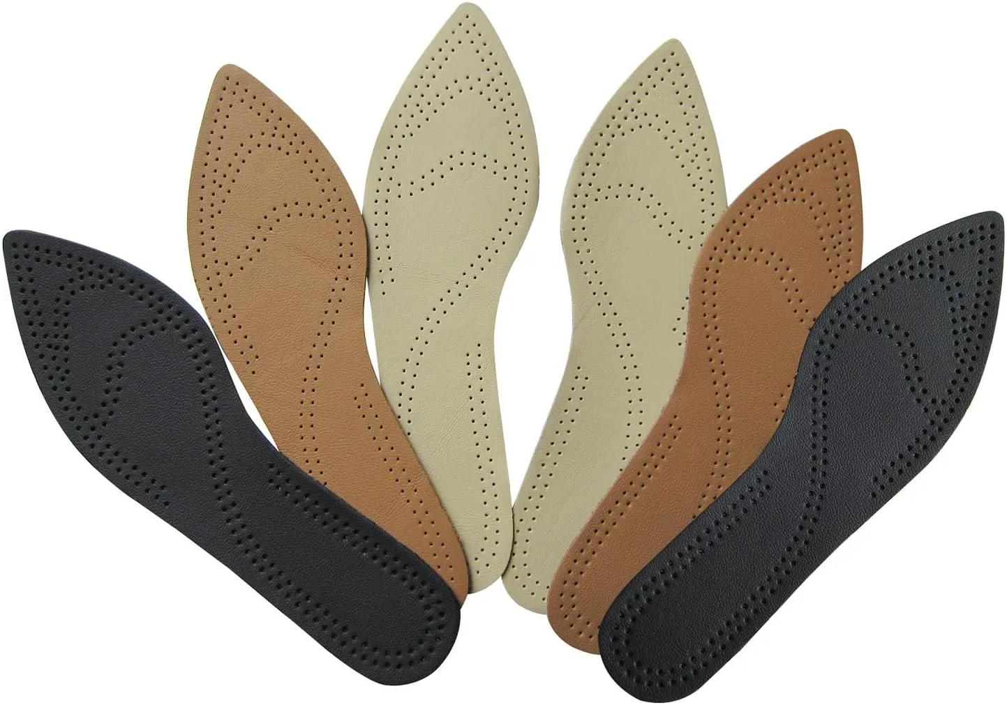 Bellcon Leather Insoles for Women High Heels Ultra Thin Leather Inserts for Women Dress Shoes Thin Soles Liners Replacement for Women, 3 Pairs/Womens 7-8 M US