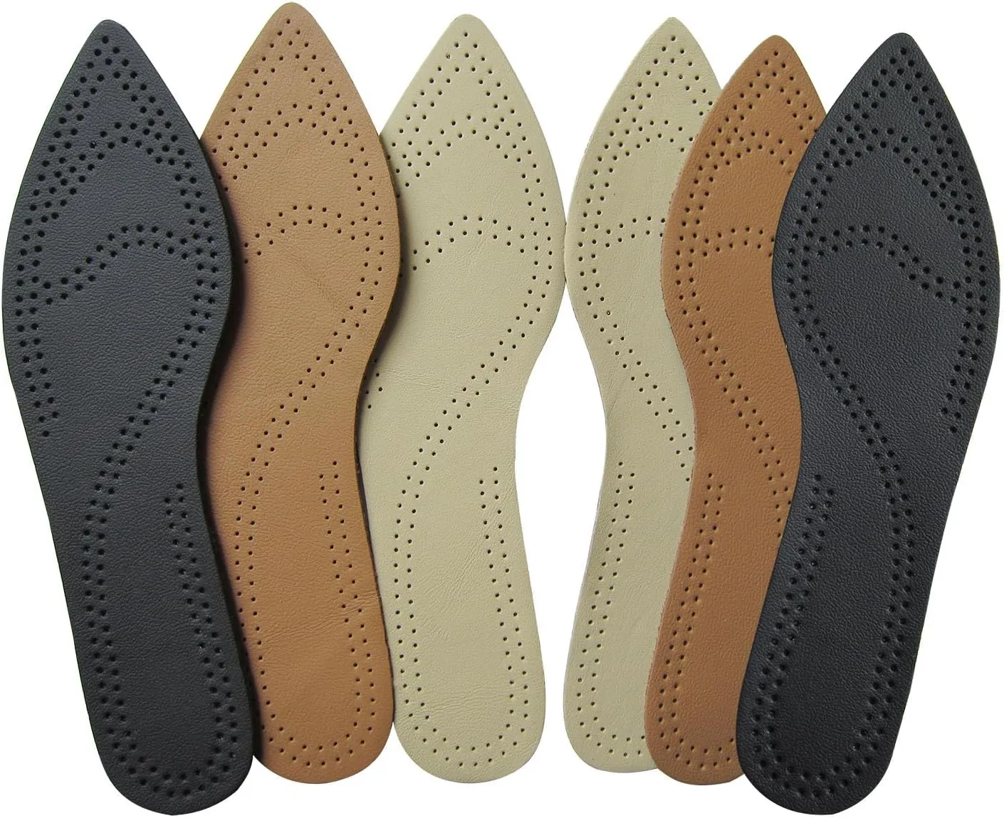 Bellcon Leather Insoles for Women High Heels Ultra Thin Leather Inserts for Women Dress Shoes Thin Soles Liners Replacement for Women, 3 Pairs/Womens 7-8 M US
