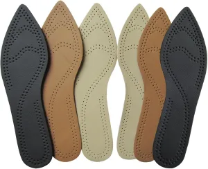 Bellcon Leather Insoles for Women High Heels Ultra Thin Leather Inserts for Women Dress Shoes Thin Soles Liners Replacement for Women, 3 Pairs/Womens 7-8 M US