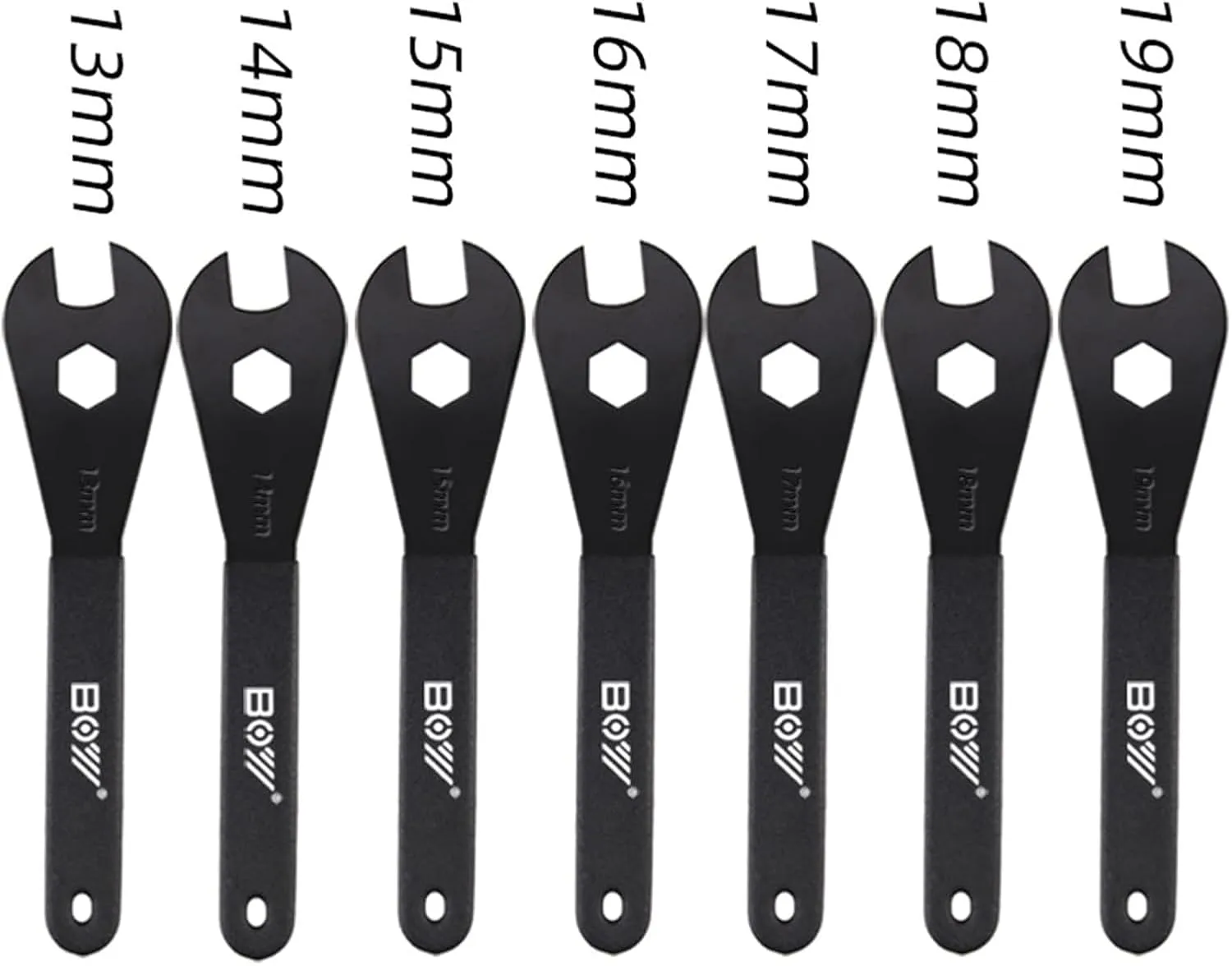 Bicycle Spanner,Bike Cone Wrench Set Tool,Durable Multi-Function,Carbon Steel,(13, 14, 15, 16, 17, 18, 19mm) Bicycle Wheel Hub Axle Nut Install Remover (7 pieces (13,14,15,16,17,18,19))