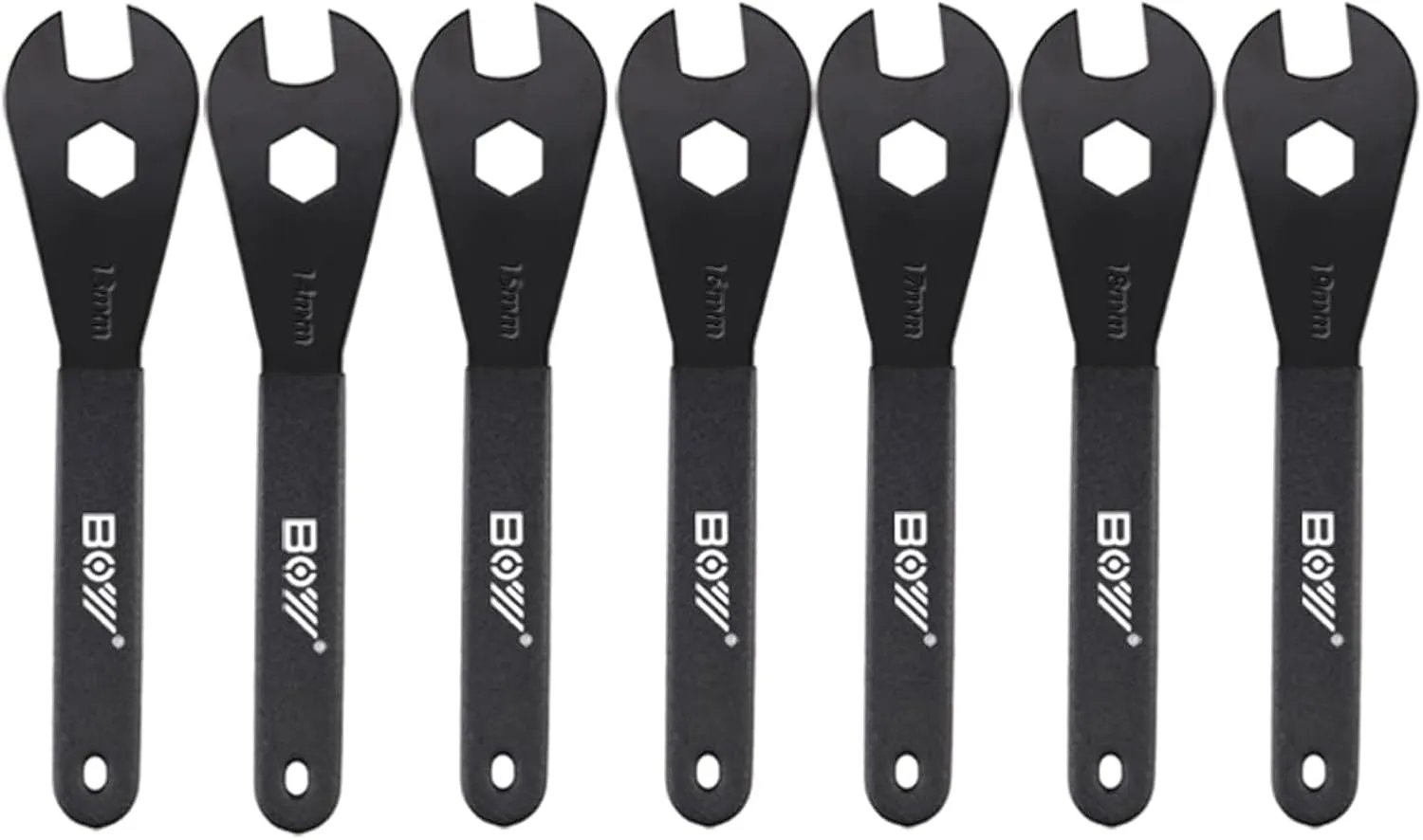 Bicycle Spanner,Bike Cone Wrench Set Tool,Durable Multi-Function,Carbon Steel,(13, 14, 15, 16, 17, 18, 19mm) Bicycle Wheel Hub Axle Nut Install Remover (7 pieces (13,14,15,16,17,18,19))