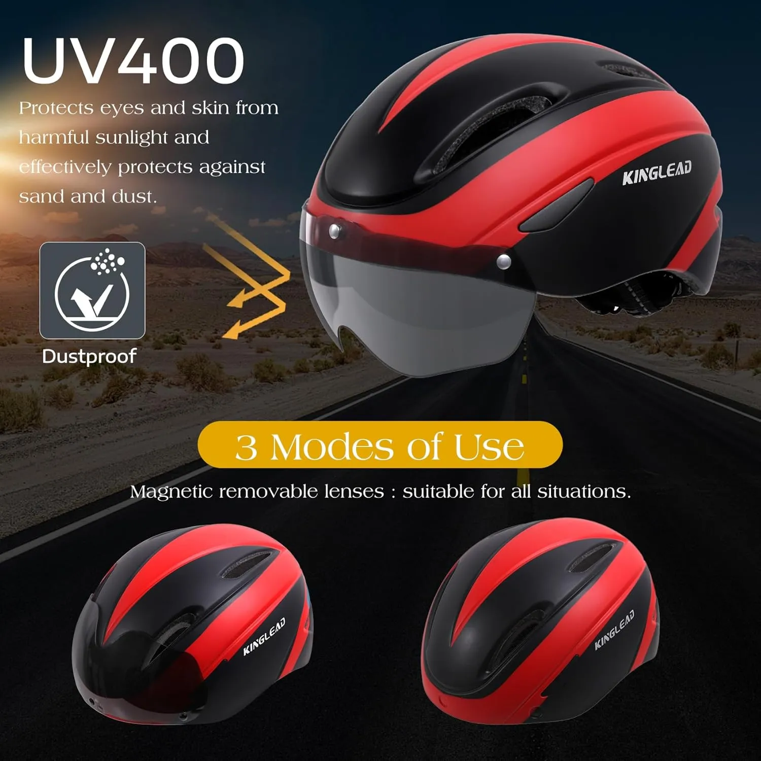 Bike Helmet for Adults Bicycle Helmet with Detachable Magnetic Googles & Adjustable Dial for Mountain Bikes, Road Bikes, Electric Bikes, Scooter