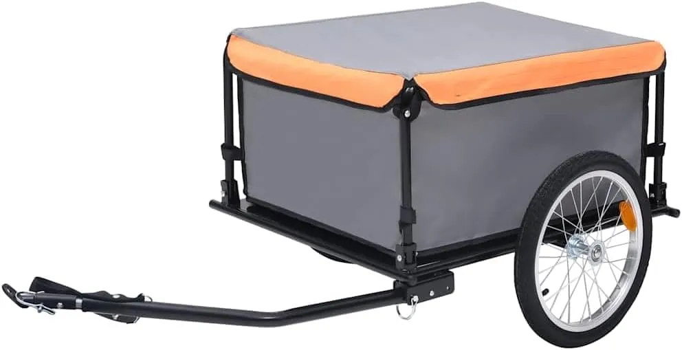 Bike Trailer for Exploring Adventures, Sturdy Steel Frame, High Visibility for Safety, Gray and Orange