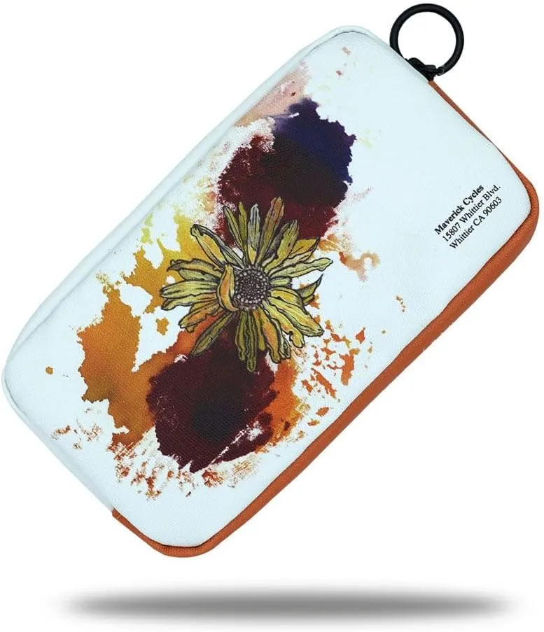 Bike Wallet Essentials Travel Case for Mountain Road Bike Cycling Phone Pouch Card Case (Flower)
