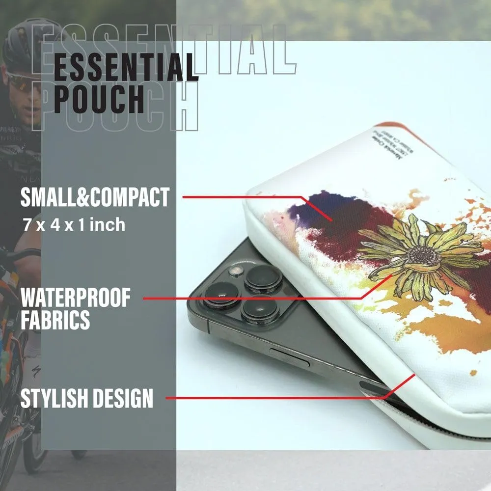 Bike Wallet Essentials Travel Case for Mountain Road Bike Cycling Phone Pouch Card Case (Flower)