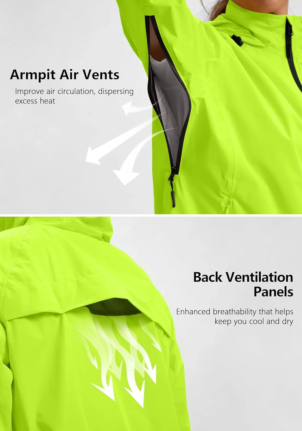 Bikewa Women's Cycling Rain Jackets Waterproof Windbreaker Lightweight Running Windproof Reflective Jacket Packable Hooded