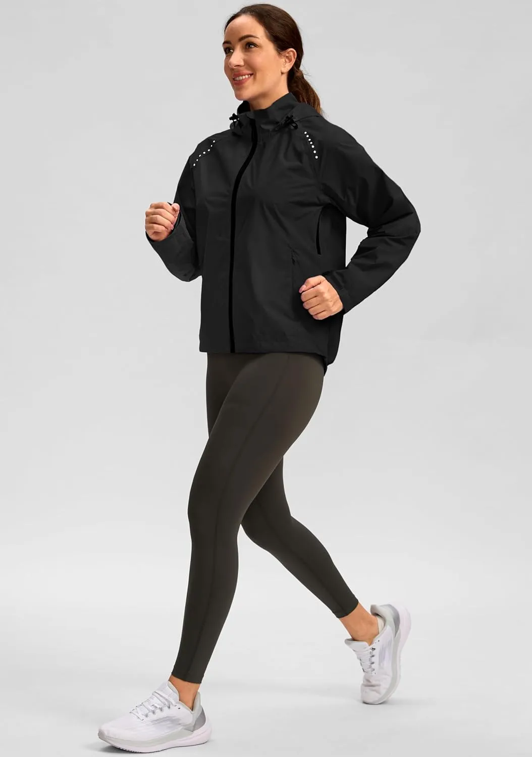 Bikewa Women's Cycling Rain Jackets Waterproof Windbreaker Lightweight Running Windproof Reflective Jacket Packable Hooded