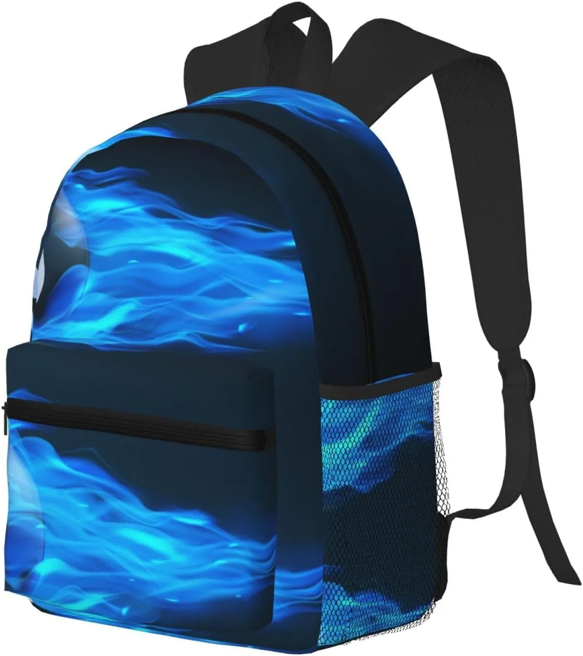 Billiard 8 Ball Blue Fire Backpack, Travel Laptop Backpack Computer Bag Rucksack for Men Women Business Work Fits 15.6 Inch Notebook