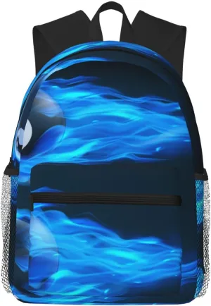 Billiard 8 Ball Blue Fire Backpack, Travel Laptop Backpack Computer Bag Rucksack for Men Women Business Work Fits 15.6 Inch Notebook