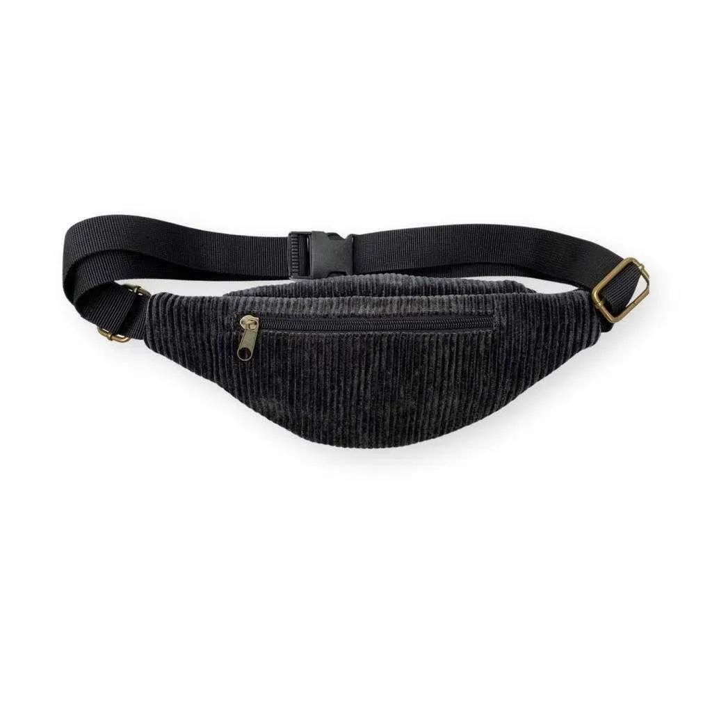Black Corduroy 'Ronnie' Fanny Pack
