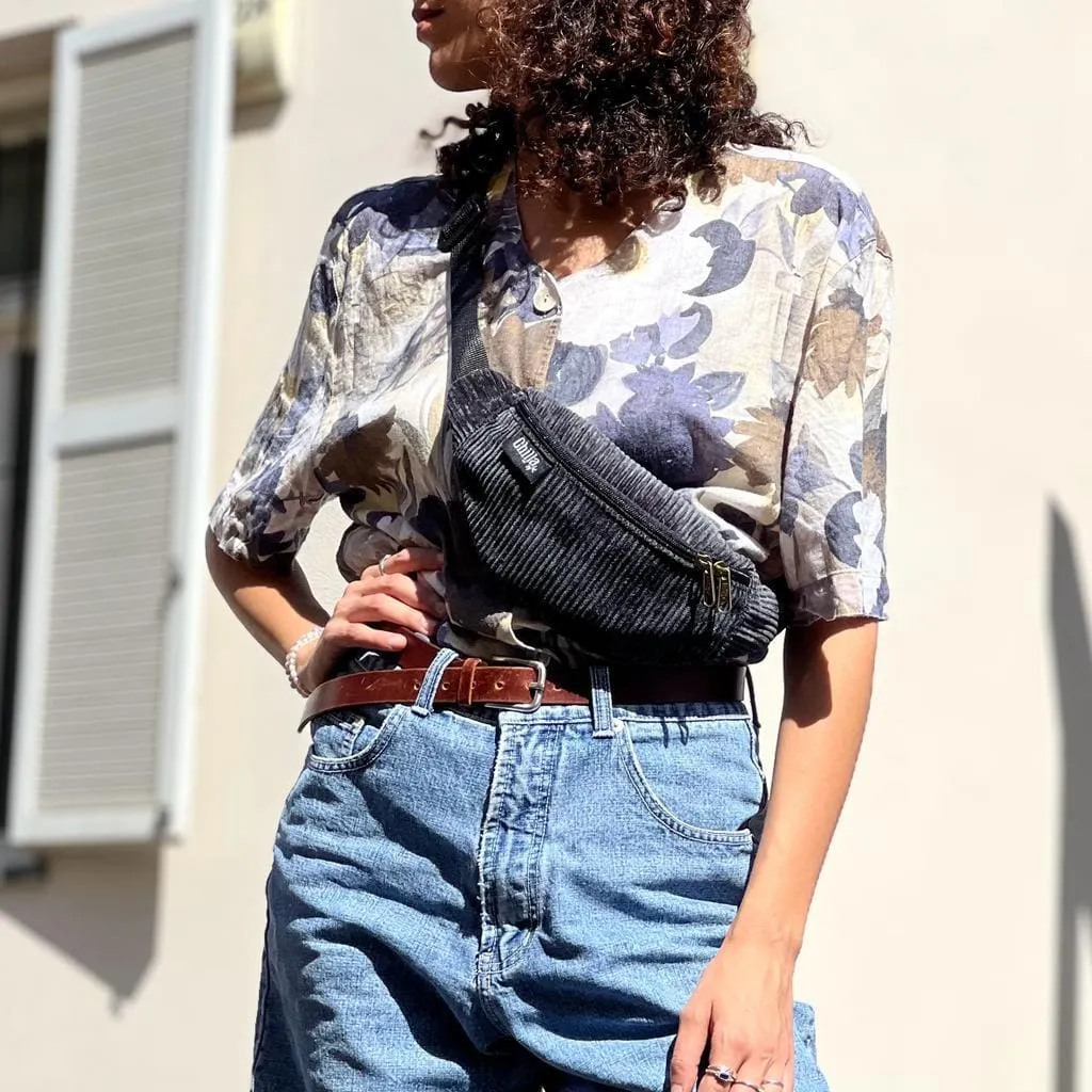 Black Corduroy 'Ronnie' Fanny Pack