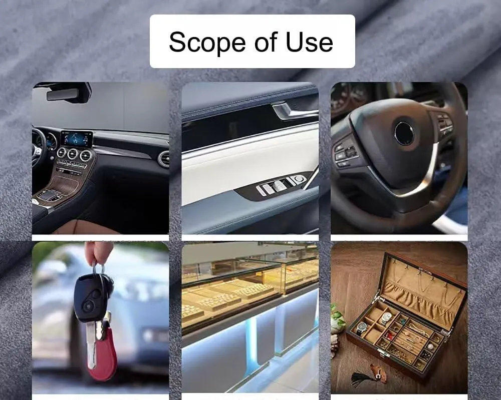 Black Faux Suede Fabric Wrap Self Adhesive Suede Sheet Film Sticker Stretch Car Interior Wrap for DIY Craft Handmade(Black,16x79 inch)
