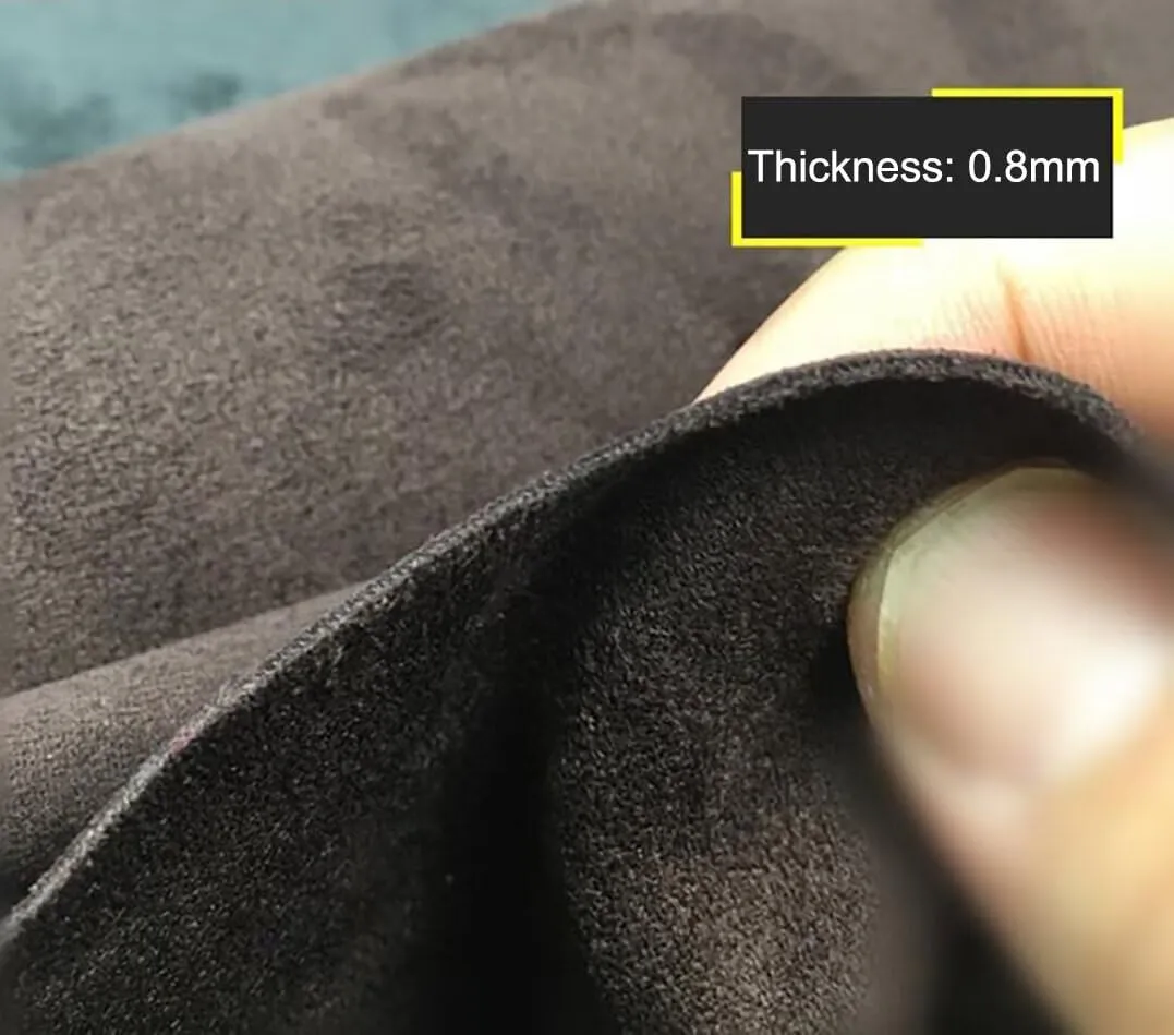 Black Faux Suede Fabric Wrap Self Adhesive Suede Sheet Film Sticker Stretch Car Interior Wrap for DIY Craft Handmade(Black,16x79 inch)