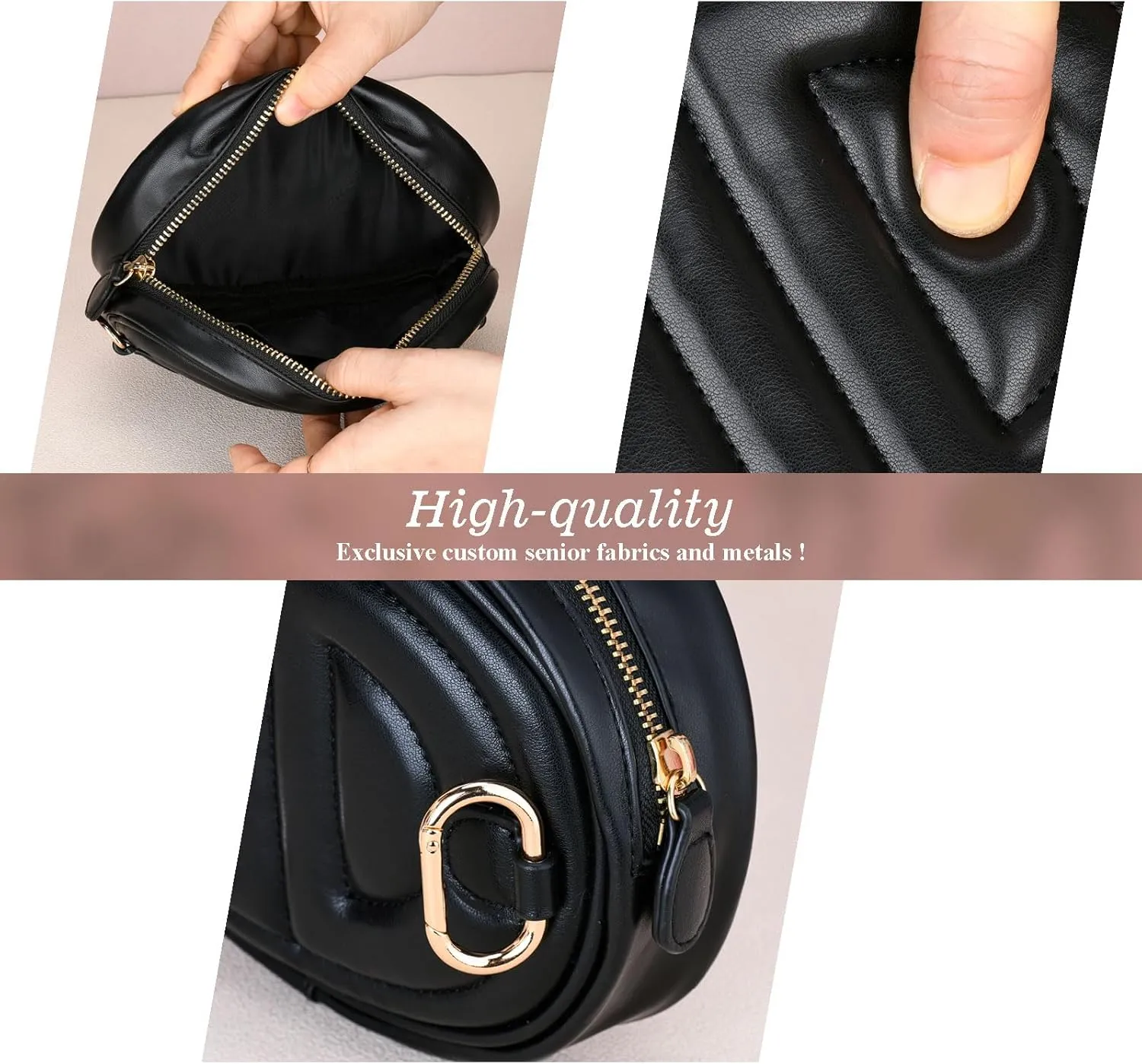 Black Her mas bag for women,Fashion Small crossbody bag, Popular exquisite leather belt bag for women.