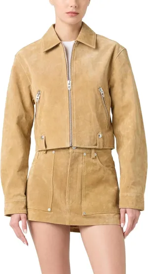 [BLANKNYC] Womens Cinnamon Crunch Real Suede Cropped Jacket