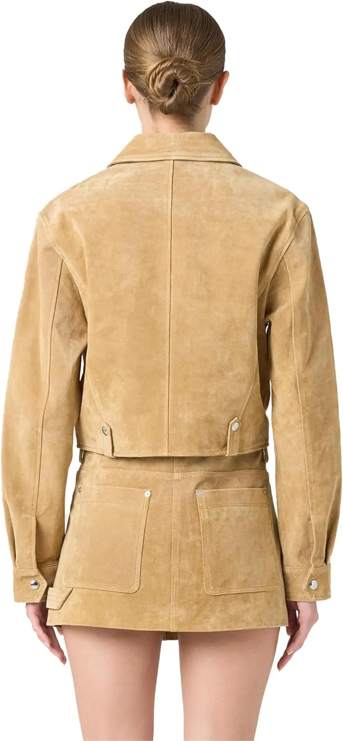 [BLANKNYC] Womens Cinnamon Crunch Real Suede Cropped Jacket