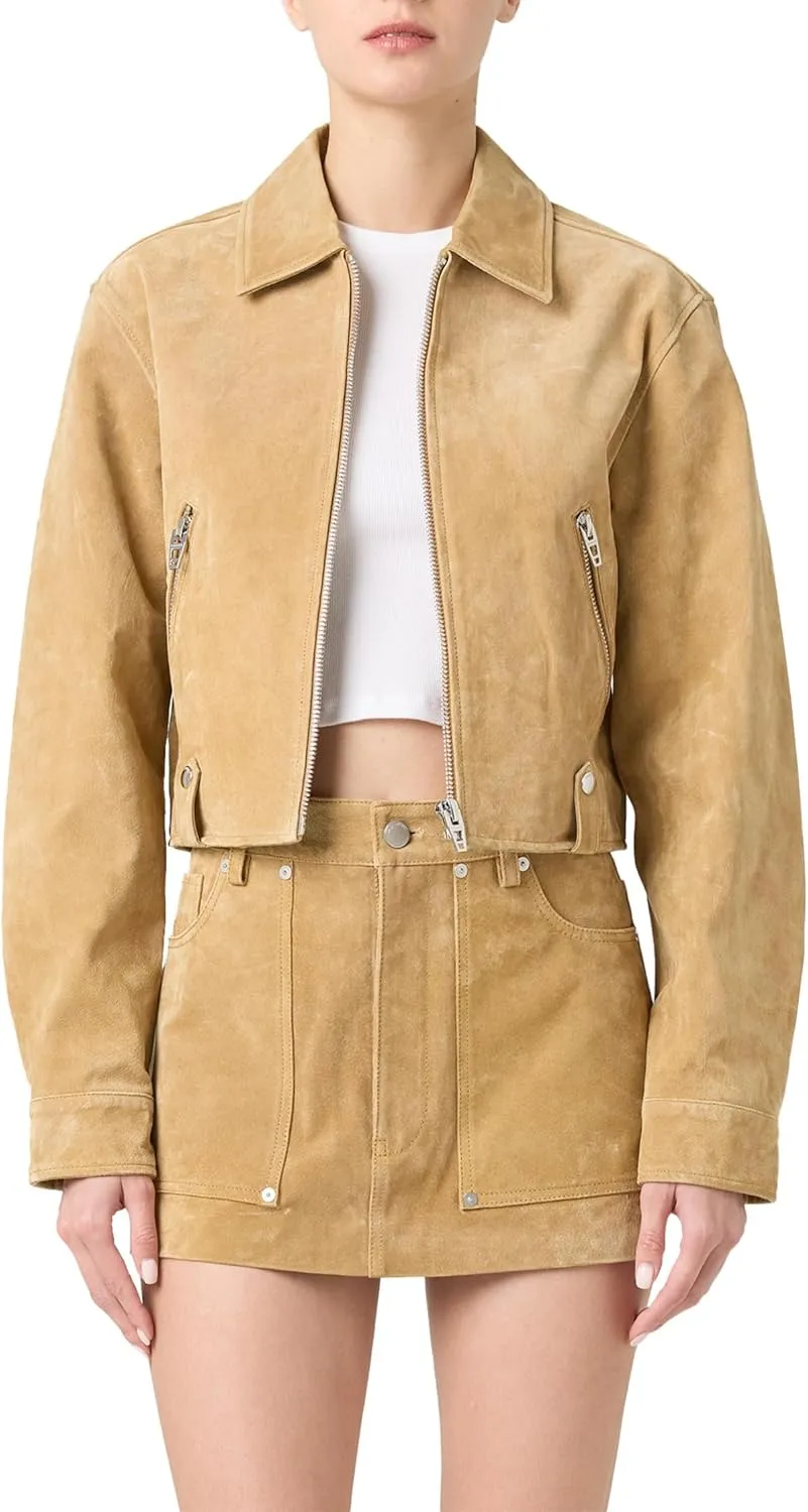 [BLANKNYC] Womens Cinnamon Crunch Real Suede Cropped Jacket