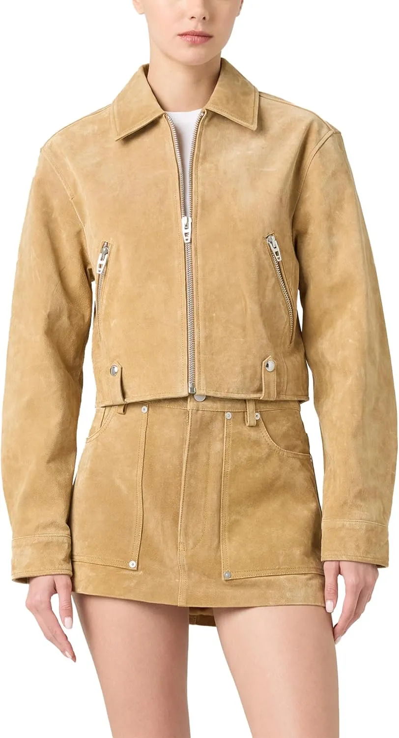 [BLANKNYC] Womens Cinnamon Crunch Real Suede Cropped Jacket