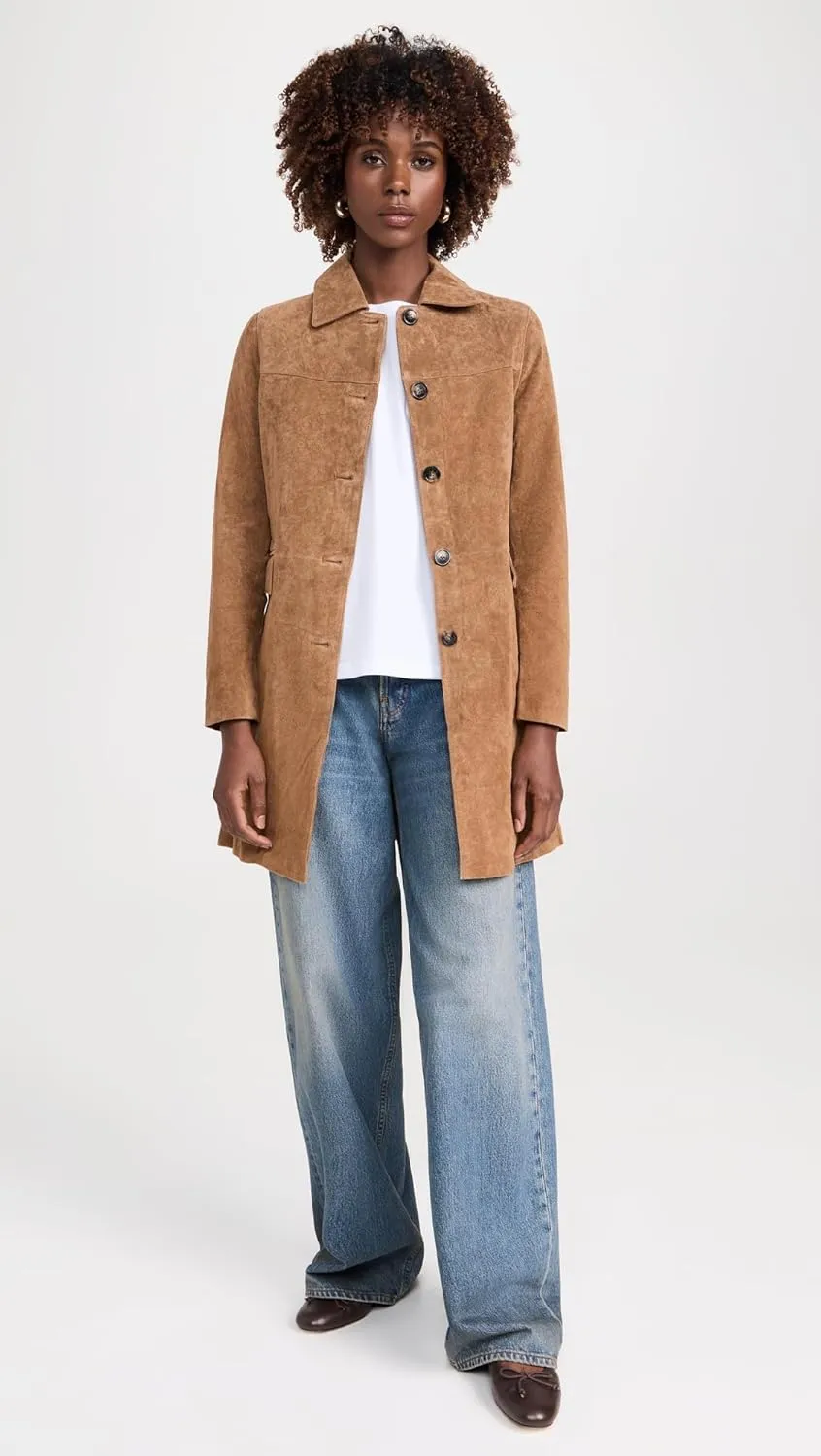 [BLANKNYC] Womens Women's Real Suede Trench Coat