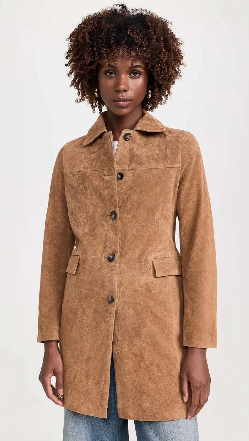 [BLANKNYC] Womens Women's Real Suede Trench Coat