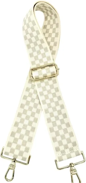 BLOC Purse Strap Replacement for Crossbody Bags, Wide Shoulder Strap Adjustable Woven for Handbags and Purses (Cream Checkered)