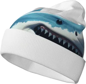 Blue Shark Beanie for Men Women Knit Hat Winter Beanies Cuffed Beanie Cap Daily Skull Caps Watch Hat